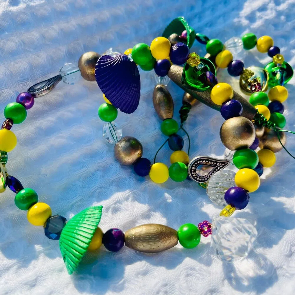 Hand Painted Beaded Mardi Gras Garland #3733